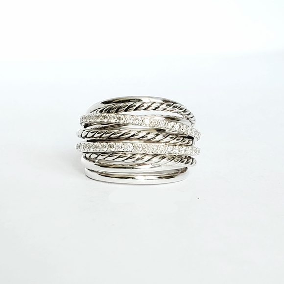 David Yurman Crossover Dome Ring With Pavé Diamonds Size 7 - Picture 5 of 6